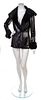 * A Chanel Black Rabbit Fur Coat, Size 36.