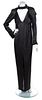 * A Chanel Black Silk Long Sleeve Gown, Size 36.