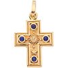 CROSS WITH LAPIS LAZULI IN 18K YELLOW GOLD  Weight: 28.3 g. Size: 1.3 x 2.4" (3.5 x 6.3 cm)  