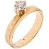 SOLITAIRE RING WITH DIAMOND IN 18K YELLOW GOLD Weight: 3.4 g. Size: 5 ¾   1 Brilliant cut diamond ~0.35 ct ...
