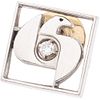 PIN WITH DIAMOND IN 14K WHITE GOLD Post and stud (base metal). Pin weight (without stud): 3.2 g. Size: 0.59 x 0.59" (1.5 x 1.5 cm) Total weigth: 4.9 g