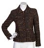 * A Chanel Brown Multicolor Boucle Jacket, Size 36.