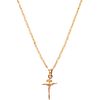CHOKER AND CROSS IN 14K YELLOW GOLD Choker in 14K gold. Base metal spring clasp. Length: 17.1" (43.5 cm)