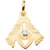 14K YELLOW GOLD DIAMOND PENDANT With articulated chain. Weight: 1.9 g. Size: 1.9 x 2.6 cm 1 Diamond with ...
