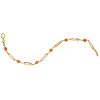 BRACELET WITH CORALS IN 14K YELLOW GOLD Weight: 2.4 g. Length: 5.7" (14.5 cm) 6 Orange coral beads: 3.7 mm approx ....