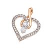 Pendiente con diamantes en oro rosa y blanco de 14k. 32 diamantes corte brillante y 8 x 8. Diseño corazón. Peso: 1.7 g.