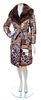 * An Emilio Pucci Taupe Print Goose Down Coat, Size 36.