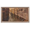 Anónimo. Canal de Venecia. Óleo sobre yute. Enmarcada. 76 x 148 cm.