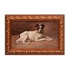 D. CORTINA Retrato de perro Jack Russell terrier Firmado al frente Óleo sobre tabla Enmarcado 23 x 33 cm con marco