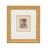 Paul Cézanne. Portrait de Jeune Fille. Firmado en placa. Grabado, edición póstuma. Enmarcado. 12 x 9 cm.
