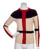An Hermes Cream, Red and Black Wool Colorblock Sweater, Size XS.