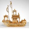 Chinese Bone Carved Junk Model