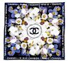 A Chanel Blue Muted Floral Scarf,