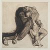 Kathe Kollwitz, Ger. 1867-1945, Tod und Frau, Etching and drypoint on wove paper, matted and framed under glass