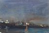Stuart Shils, Am. b. 1954, "The Delaware River, Towards Camden" 1982, Watercolor, matted and framed under glass