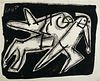 Louis Schanker, Am. 1903-1981, Black and white abstract figures, Ink on paper, matted and framed under glass