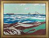 Charles Woodbury, Am. 1864-1940, "Sketch for North West Wind", Oil on canvas, framed