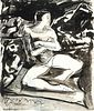Carl Sprinchorn, Am. 1887-1971, Male Dancer, Ink wash on paper, matted