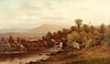 Charles Wilson Knapp, Am. 1823-1900, Cattle at the River, Oil on canvas, framed