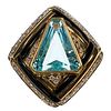 Blue topaz, diamond, onyx, 18k pendant-enhancer