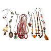 Assorted beaded silver and metal necklaces
