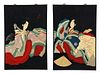 Pair Japanese Art Deco Lacquer Wall Panels