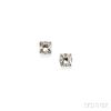 18kt White Gold, Rock Crystal, and Diamond Earclips