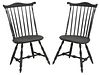 Pair Black Painted Windsor Side Chairs