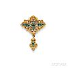 Antique Gold, Emerald, and Split Pearl Brooch