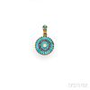 Antique Gold and Turquoise Target Brooch