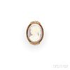 Antique 18kt Gold, Hardstone Cameo, and Diamond Brooch