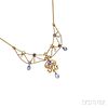 Art Nouveau 14kt Gold Gem-set Necklace