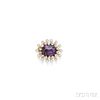 Antique Gold, Amethyst, Pearl, and Diamond Pendant/Brooch