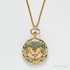 Antique 18kt Gold and Enamel Open Face Pendant Watch