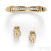 18kt Gold and Diamond Bracelet and Earclips