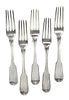 Five English Silver Forks