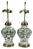Pair Chinese Famille Verte Jars Mounted as Lamps