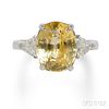 18kt White Gold, Yellow Sapphire, and Diamond Ring