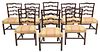 Fine Set Eight Carved Ribbon Back Dining Chairs