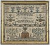 1837 Signed House and Verse Sampler
