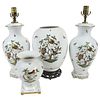Pair Herend Rothschild Bird Table Lamps, Vases