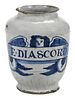 An English Delftware Blue and White Dry Drug Jar