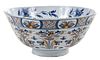A Large English Delft Polychrome Punch Bowl