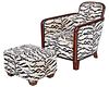 Art Deco/Style Upholstered Club Chair and Ottoman