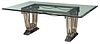 Fine Art Deco Wrought Steel, Glass and Marble Dining Table