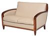 Art Deco/Style Mahogany Leather Upholstered Settee