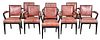Set Eight Art Deco Style Ebonized Dining Chairs
