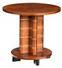 Art Deco Figured Inlaid Walnut Pedestal Side Table
