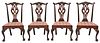 Rare Set Four Philadelphia Chippendale Side Chairs