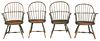 Assembled Set Four Windsor Green Painted Armchairs